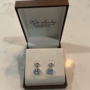 Kate Landry sterling silver and genuine stone earrings. Pale blue color.
